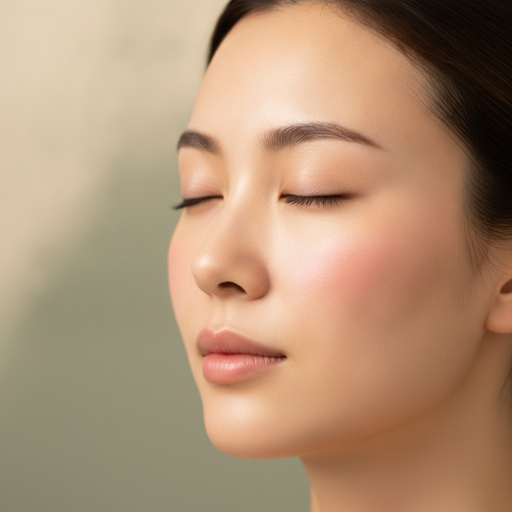 Carbon laser facial result in Singapore: East Asian woman with clear, bright skin and mild fading redness after a carbon peel at YL Beauty Aesthetics Tanjong Pagar
