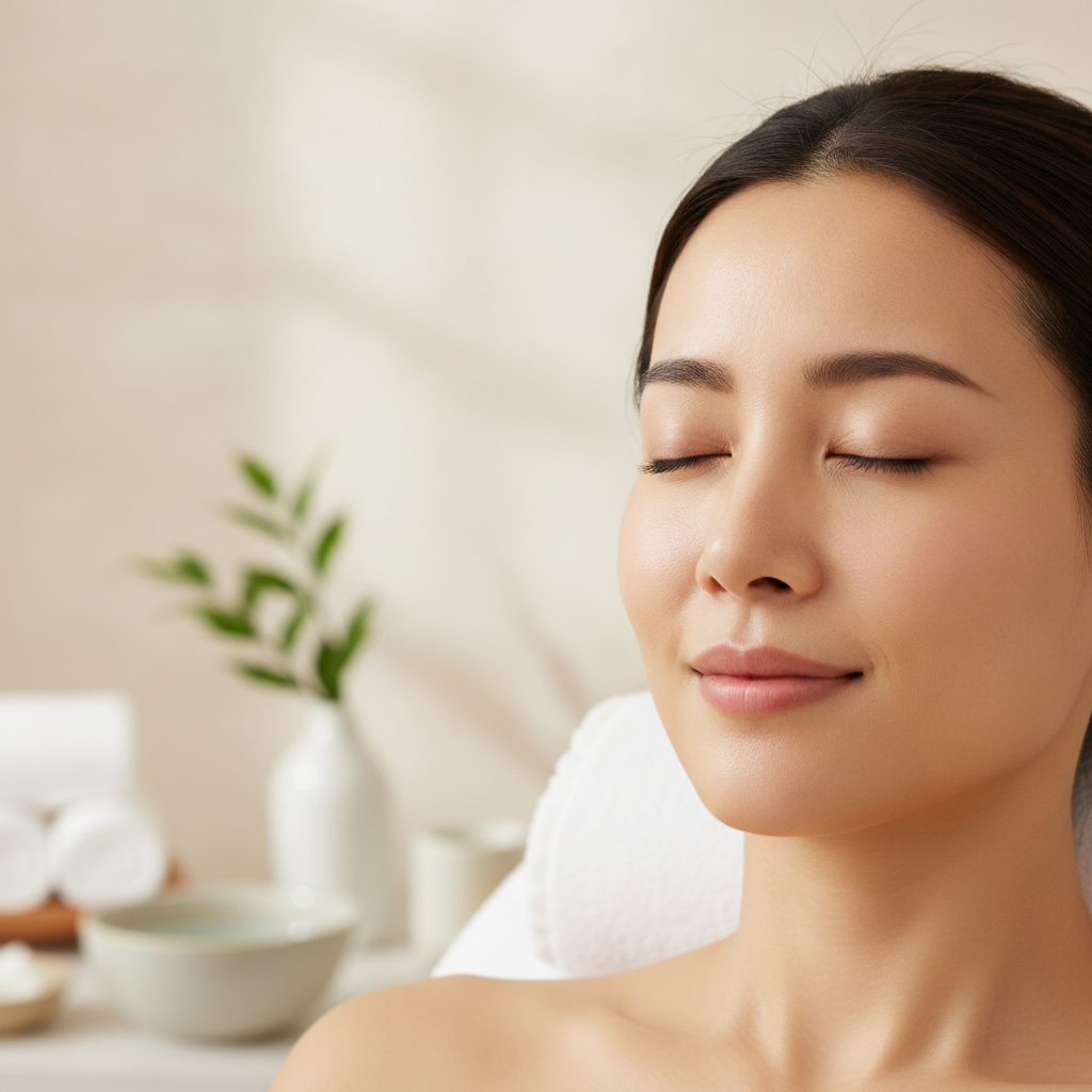 HydraFacial result in Singapore: Asian woman with dewy, deeply hydrated skin after an Aqua Hydro Peel at YL Beauty Aesthetics Tanjong Pagar