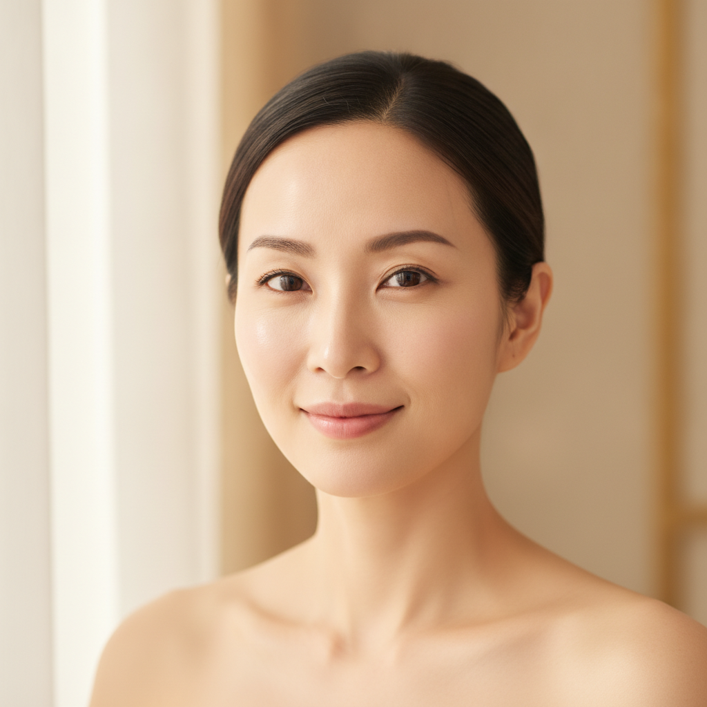 SHR Brightening Facial result: even-toned glowing Asian skin after Korean SHR Brightening treatment in Singapore
