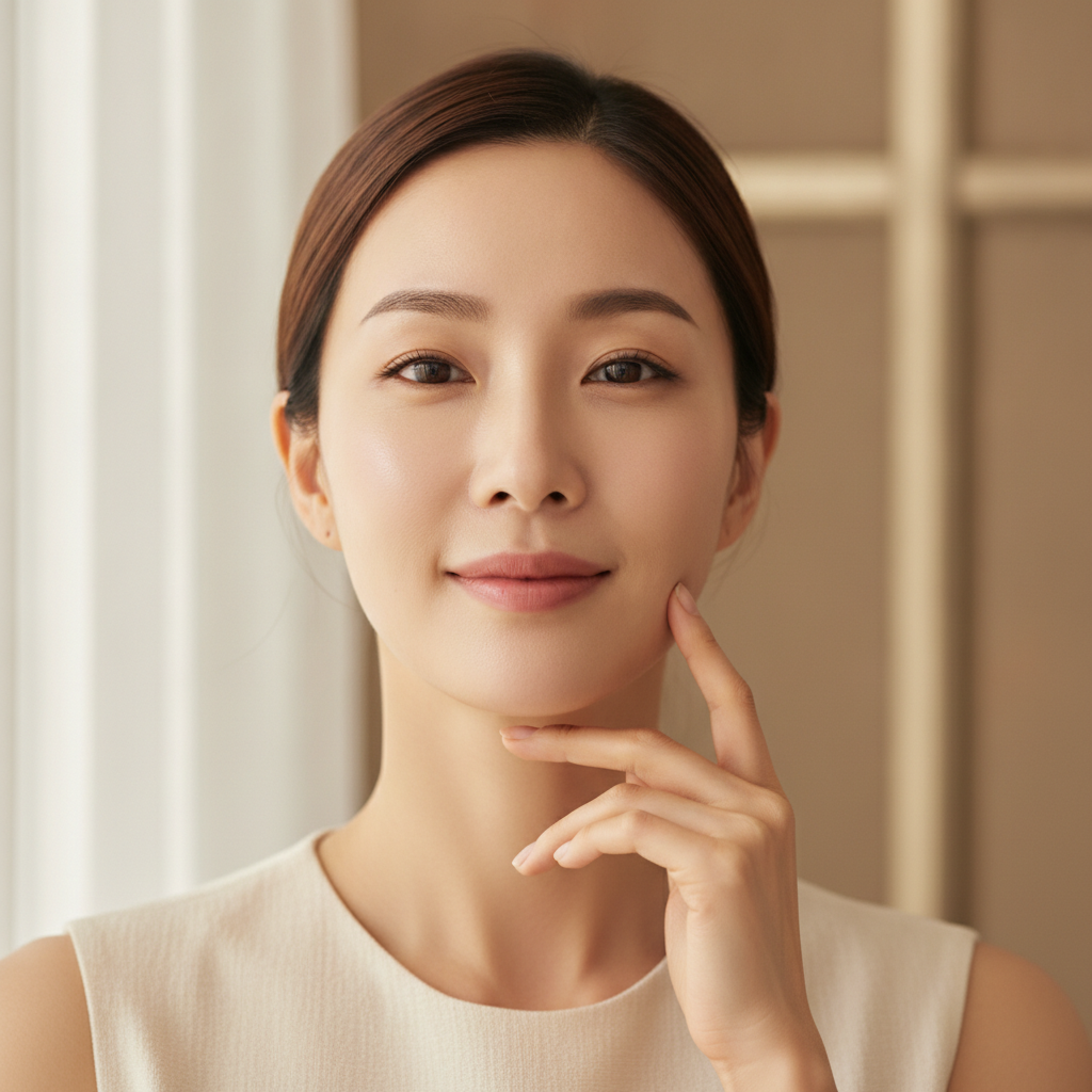 V-shape face slimming result: sculpted lifted jawline on Asian skin after non-surgical treatment in Singapore